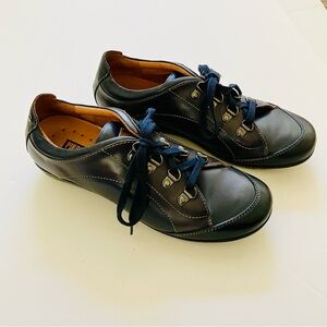 PIKOLINOS Women’s Amsterdam Tie Shoes. Navy Brown Black Leather. Size 40 EU